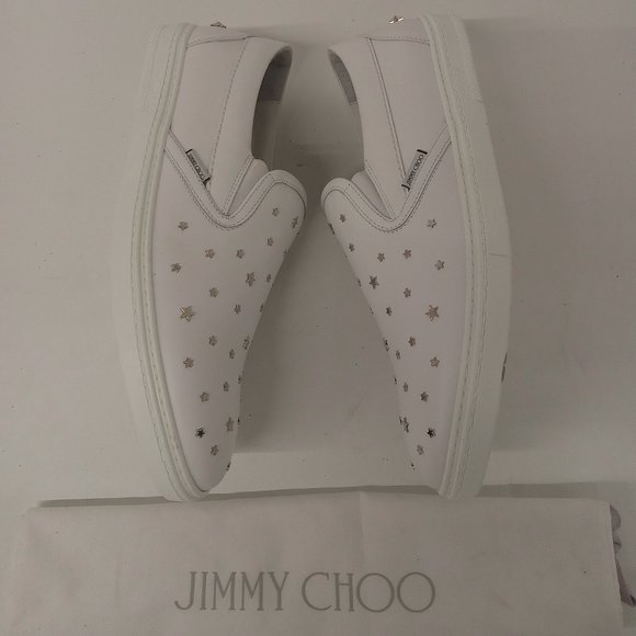 Jimmy Choo Grove Men's White Star-Studded Slip-On Sneakers - EU45/US12 - Picture 4 of 10